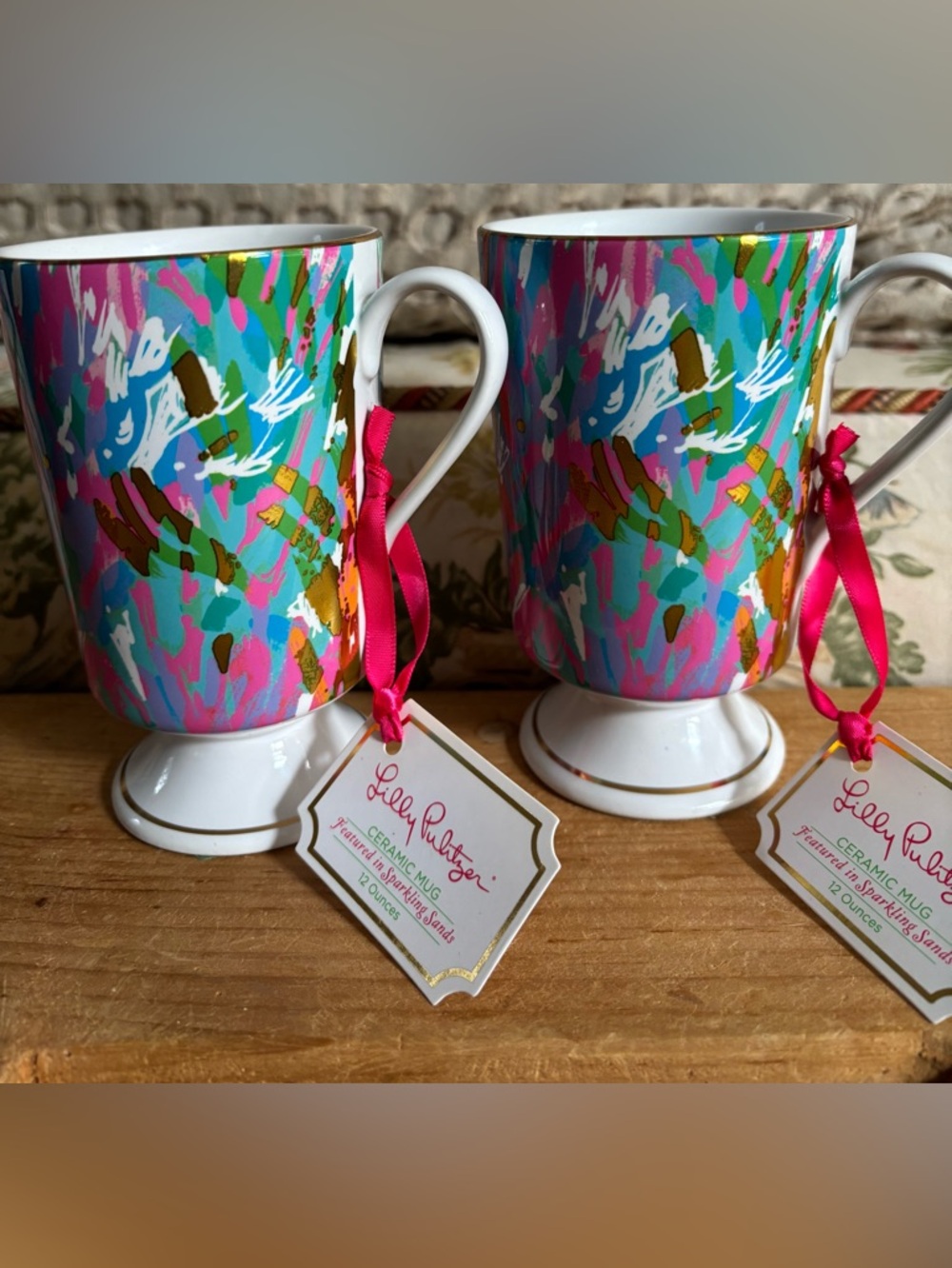 NWT Lilly Pulitzer Ceramic Mug Set Sparkling Sands